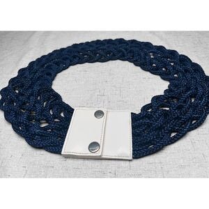Rare Vintage Authentic‎ Christian Dior 70s/80s Nylon Rope Belt Navy/White size S